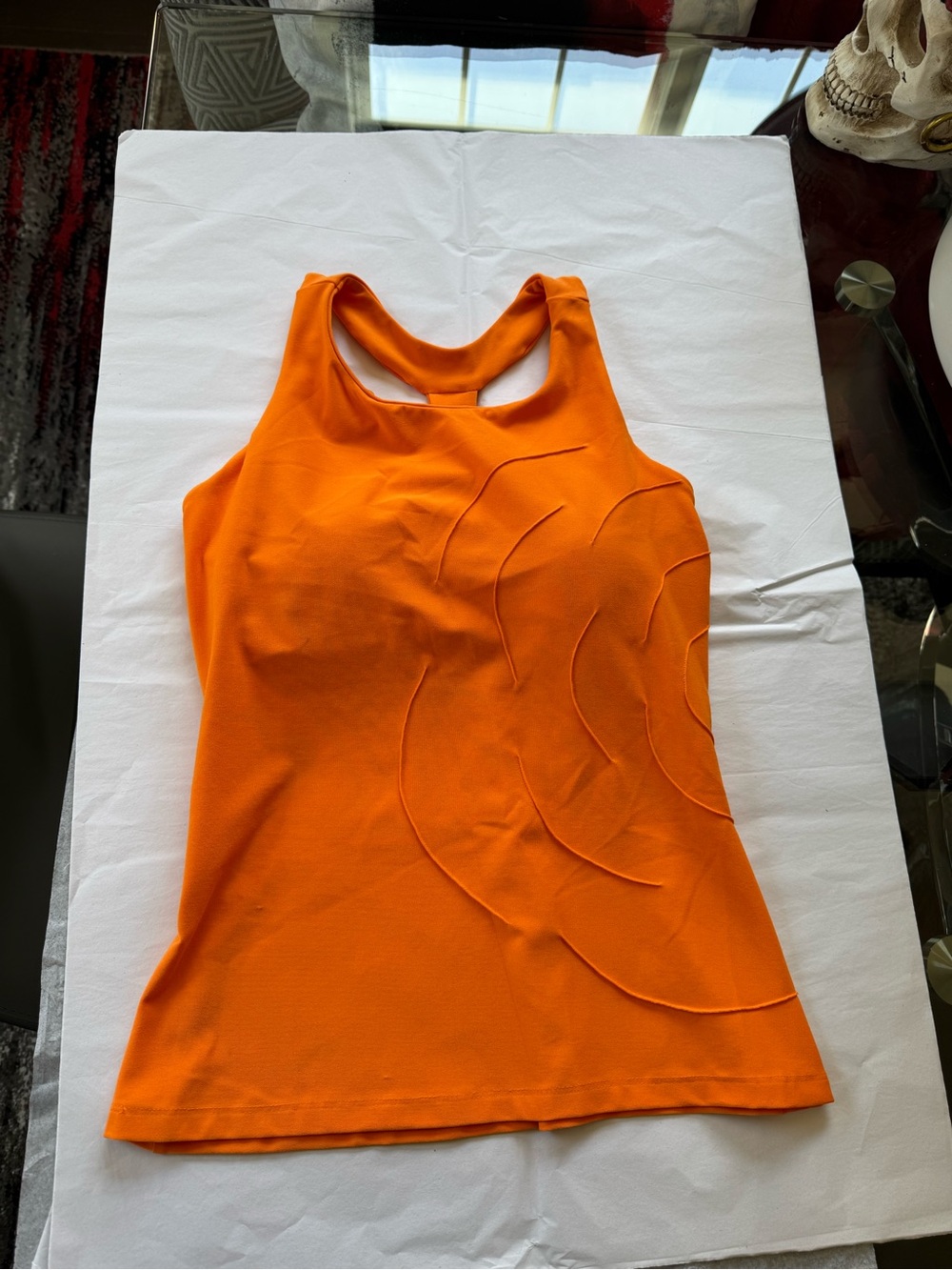 Eliza Audley Orange Racerback Tennis Tank with Sculpted Seams